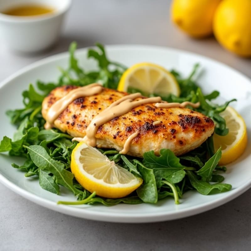 Lemon-Garlic Spiced Roasted Chicken with Creamy Tahini Drizzle