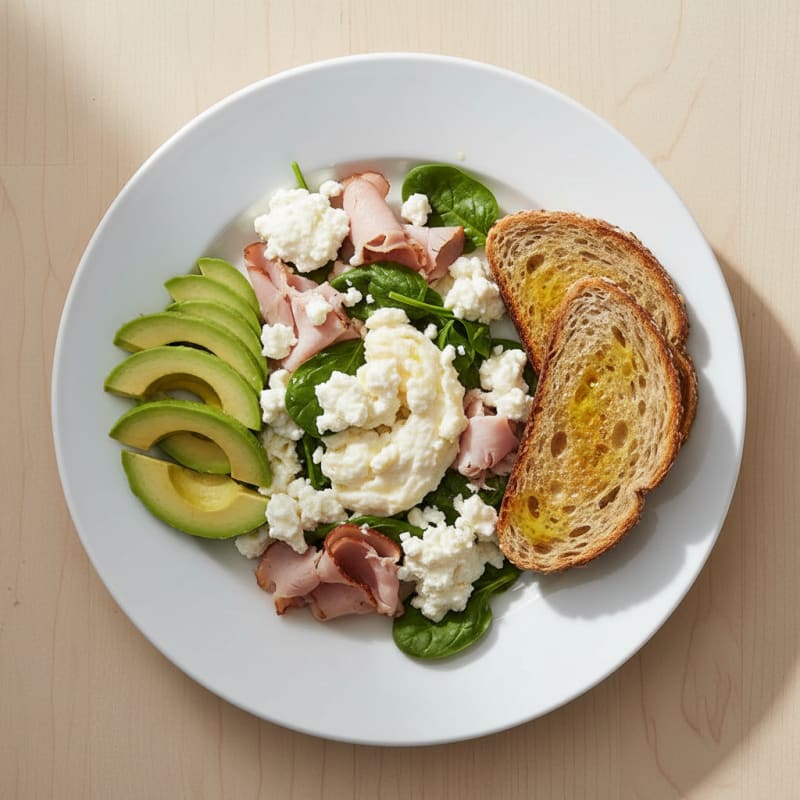 Egg White Scramble with Cottage Cheese and Smoked Turkey