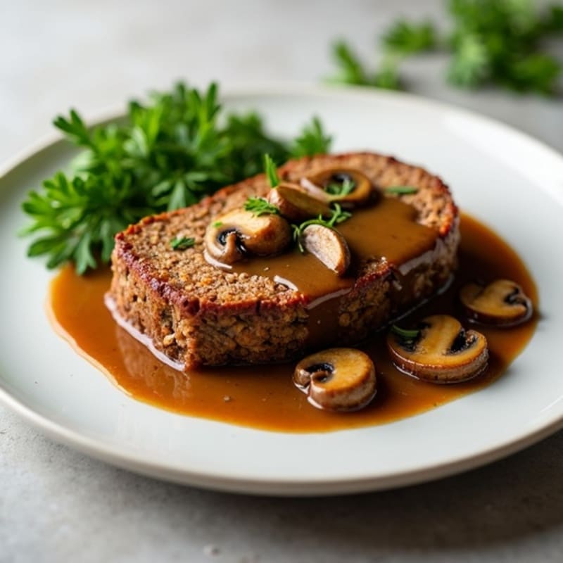 Lean Beef Meatloaf with Savory Mushroom Gravy