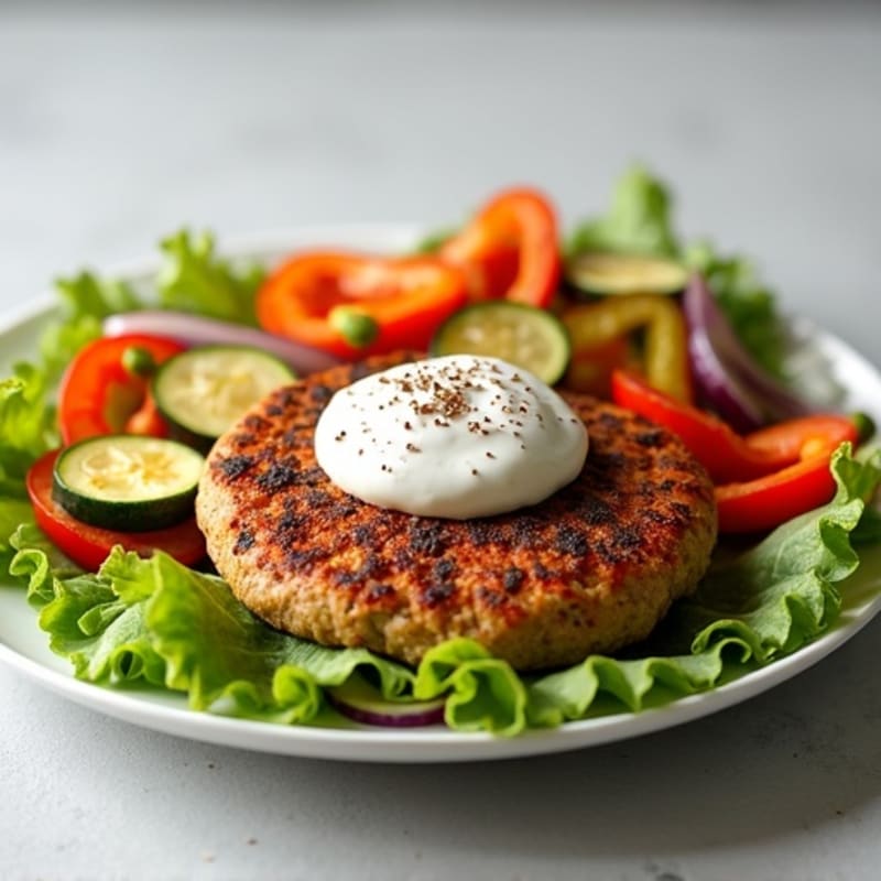Lean Spiced Turkey Burger with Crispy Roasted Vegetables