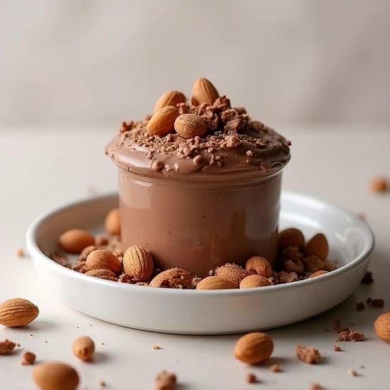 Chocolate Protein Mousse with Crunchy Almonds