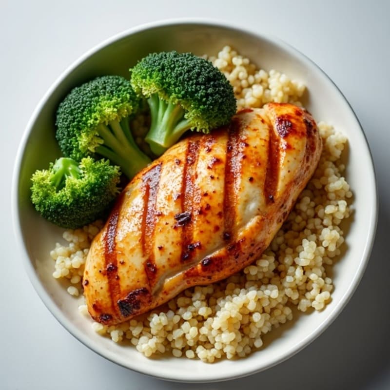 Grilled Chicken Breast with Quinoa and Steamed Broccoli
