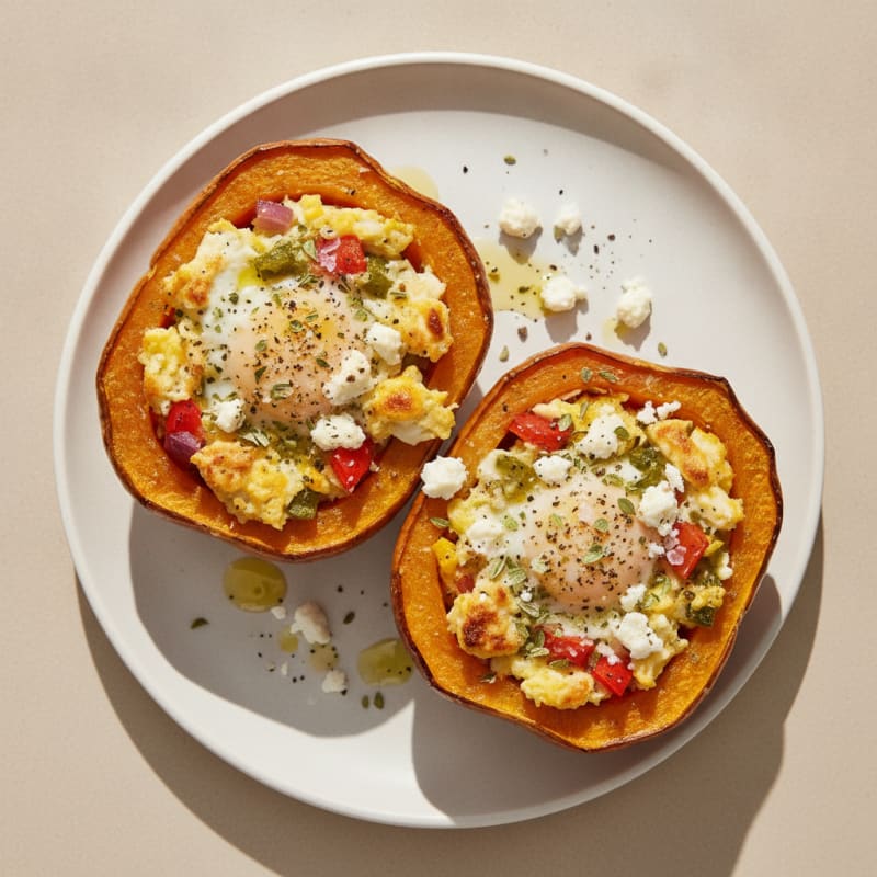 Baked Eggs with Peppers and Acorn Squash