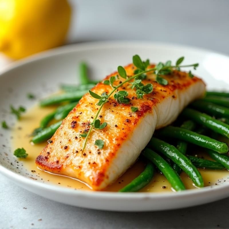 Citrus-Garlic Pan-Seared Mahi Tuna with Roasted Green Beans