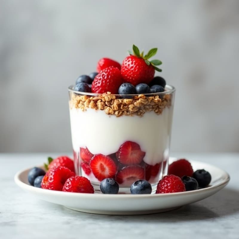 Greek Yogurt Parfait with Mixed Berries and Crunchy Almond Granola