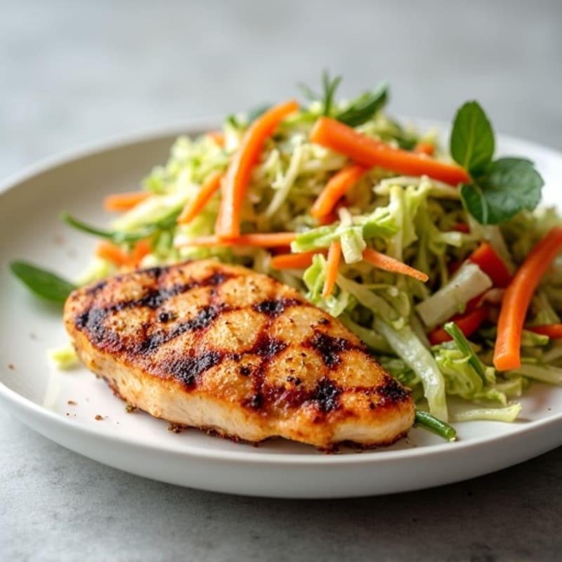 Grilled Chicken Breast with Crunchy Cabbage Slaw