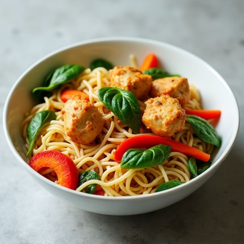 Chicken and Fresh Veggie Peanut Noodles