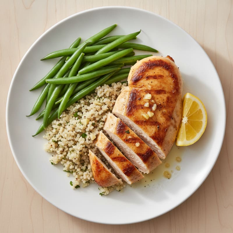 Seared Chicken Breast with Quinoa and Steamed Green Beans