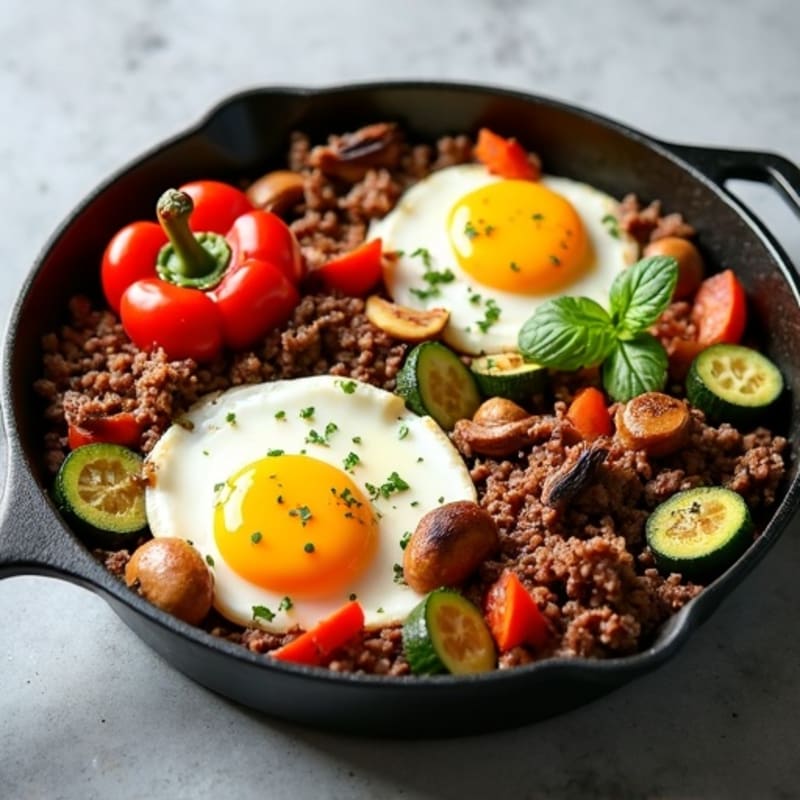 Savory Minced Beef and Roasted Vegetable Skillet