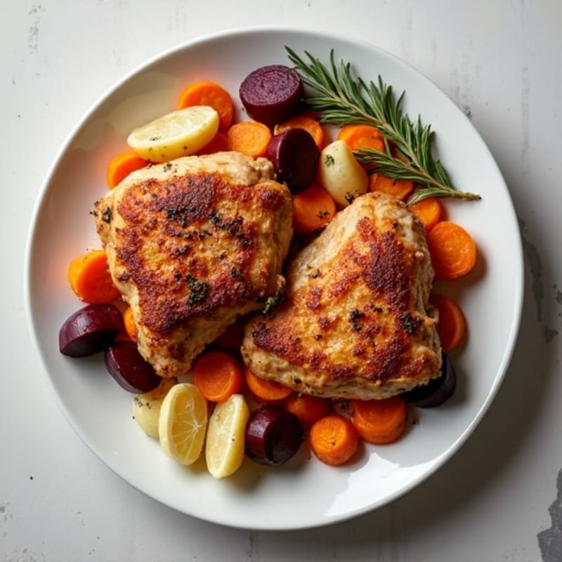 Crispy Chicken Thighs with Roasted Root Vegetables