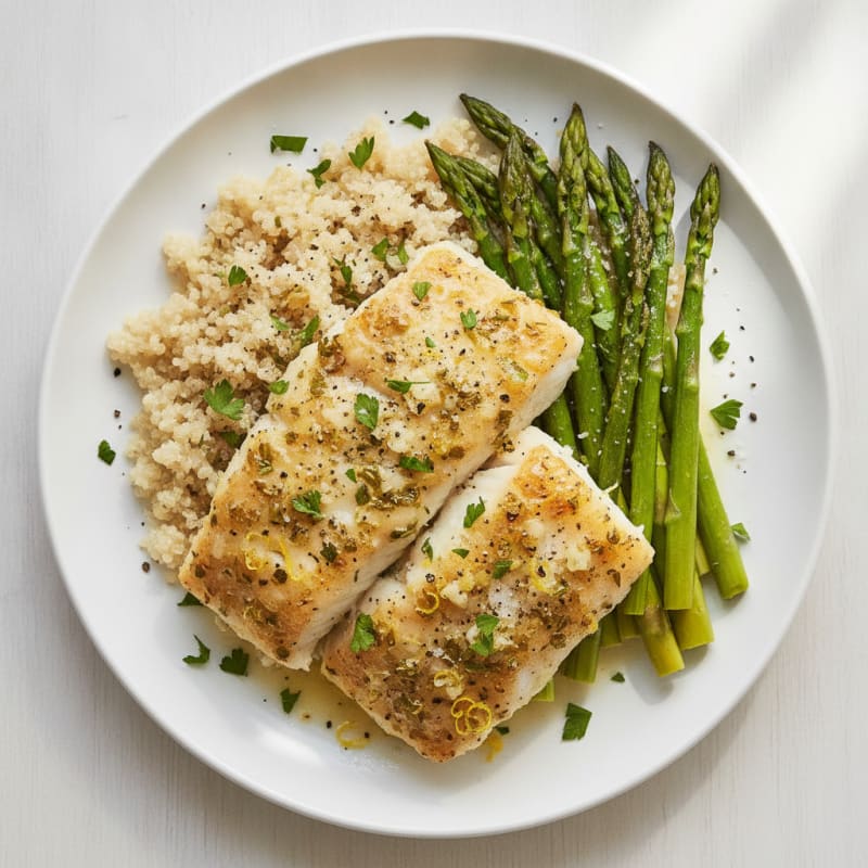 Lemon Herb Baked Cod with Asparagus