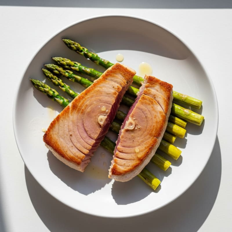 Seared Tuna Steak with Roasted Asparagus