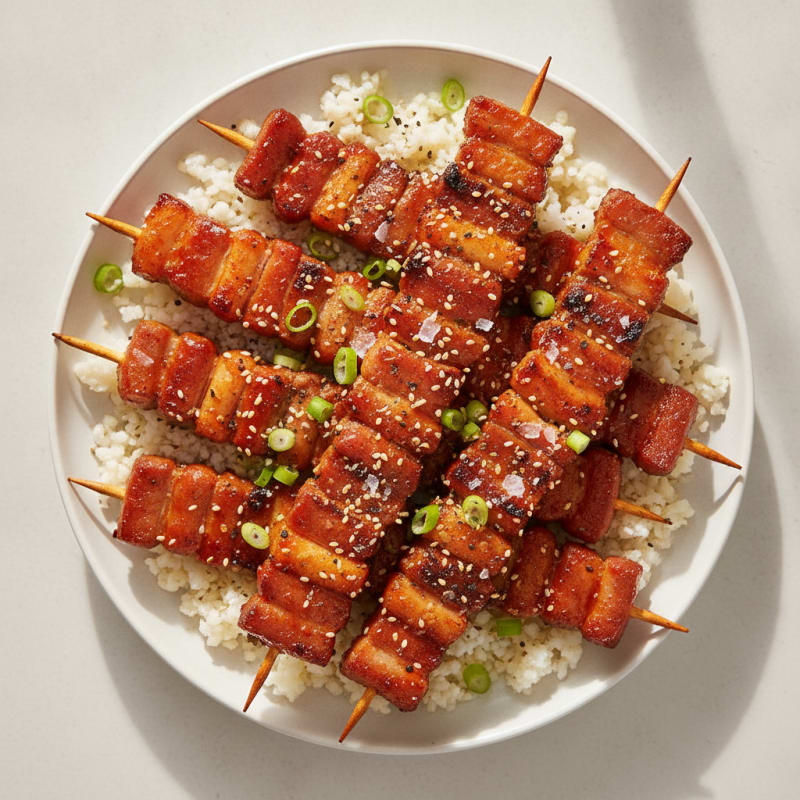 Spicy Gochujang Pork Belly Skewers