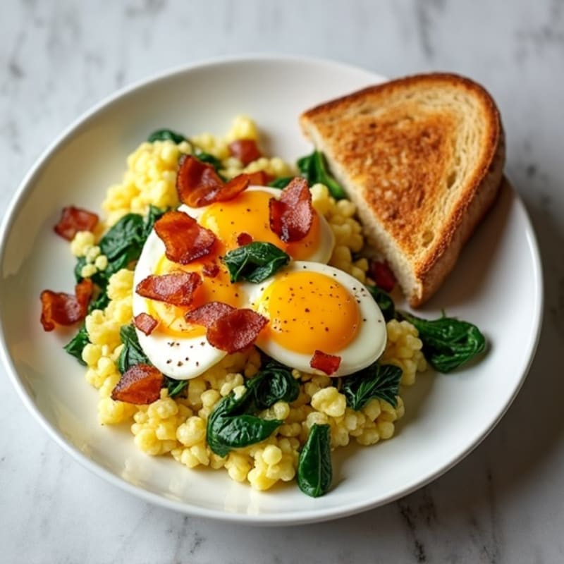 Egg White Scramble with Spinach and Turkey Bacon