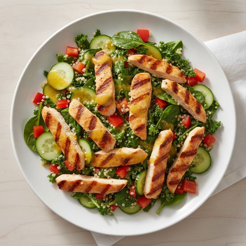 Grilled Chicken and Quinoa Salad with Crunchy Vegetables