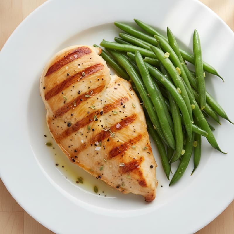 Grilled Lemon-Herb Chicken Breast with Steamed Green Beans
