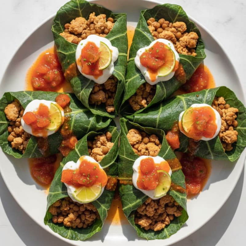 Spicy Turkey and Lentil Collard Wraps