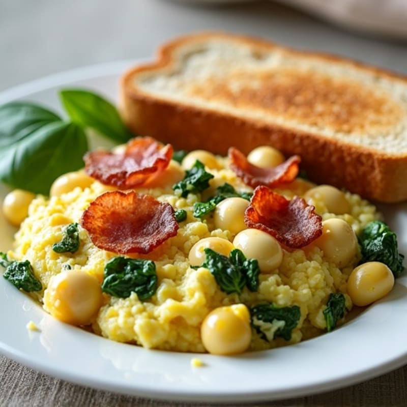 Egg White and Spinach Scramble with Turkey Bacon