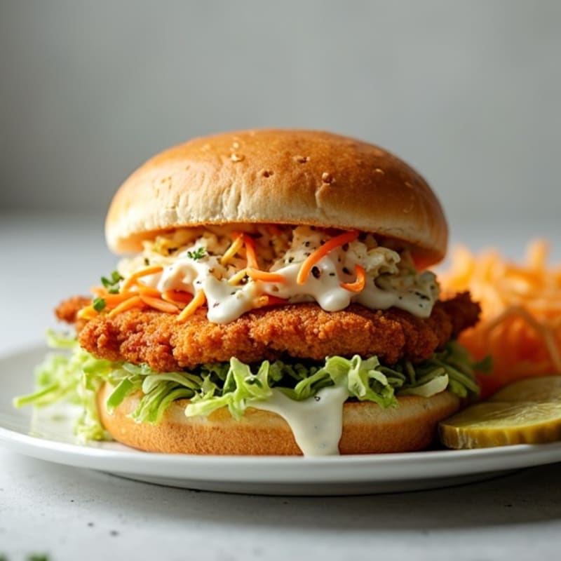 Crispy Air-Fried Chicken Sandwich with Creamy Slaw