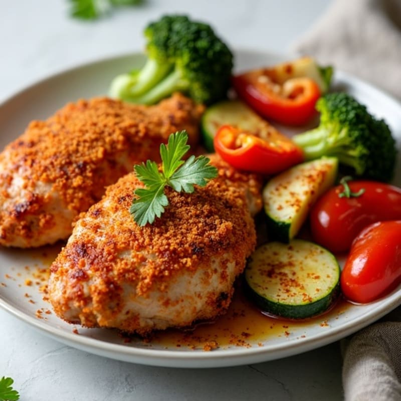 Spicy Crispy Chicken with Roasted Vegetables