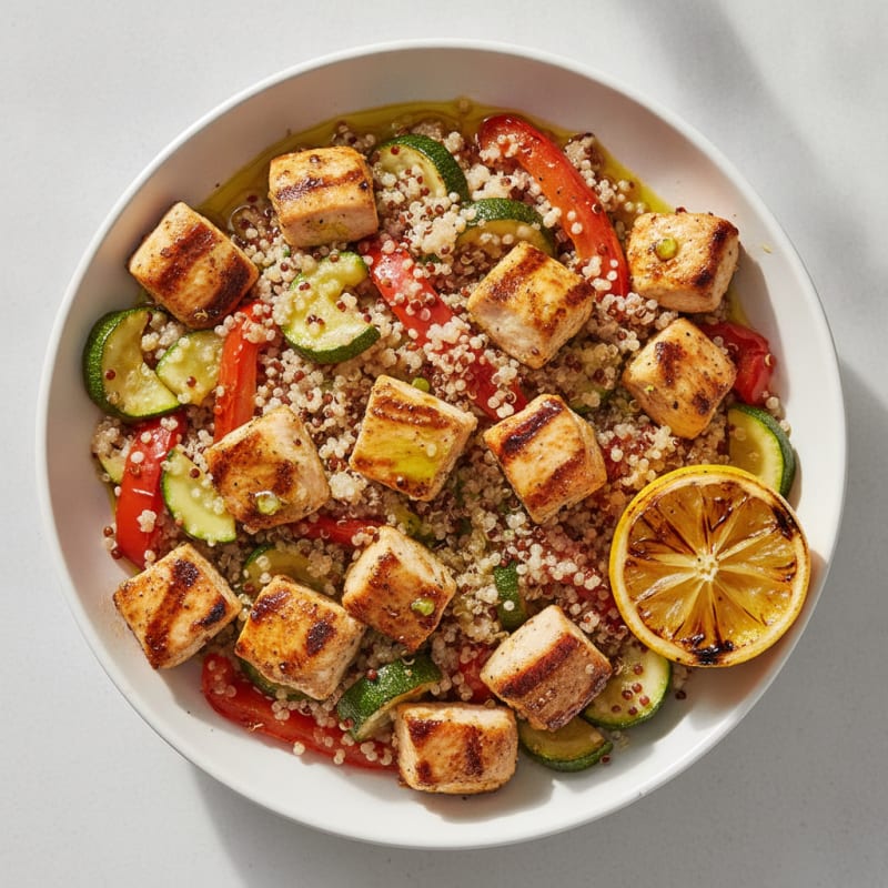 Grilled Chicken and Quinoa Bowl with Roasted Vegetables