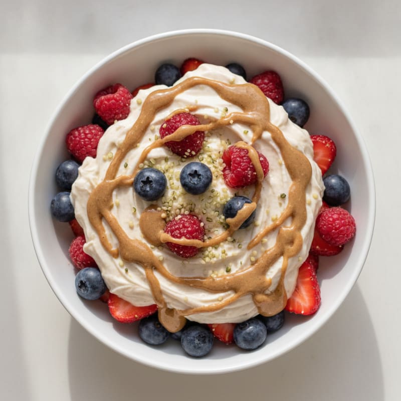 Greek Yogurt Protein Parfait with Mixed Berries and Almond Butter