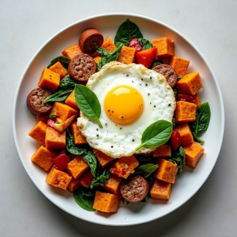 Protein-Packed Sweet Potato Hash with Eggs