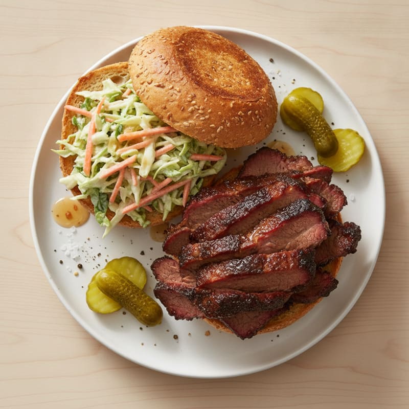 Smoked Brisket Sandwich with Tangy Slaw