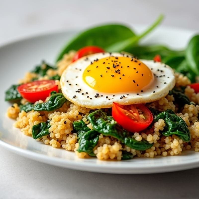 Egg White Vegetable Scramble with Quinoa and Spinach