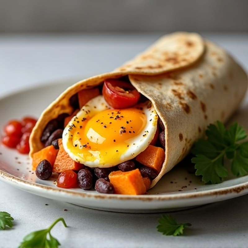 Protein-Packed Sweet Potato Black Bean Breakfast Burrito