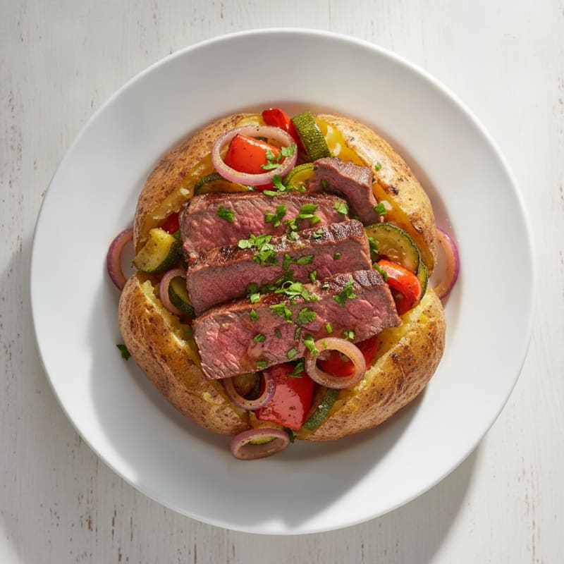 Grilled Beef and Roasted Vegetable Jack Potato