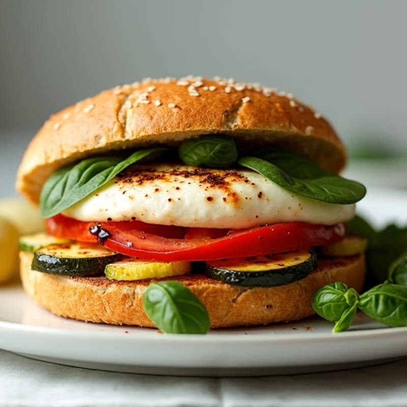 Grilled Chicken Caprese Sandwich with Roasted Zucchini