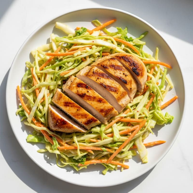 Grilled Chicken Breast with Crunchy Cabbage Slaw