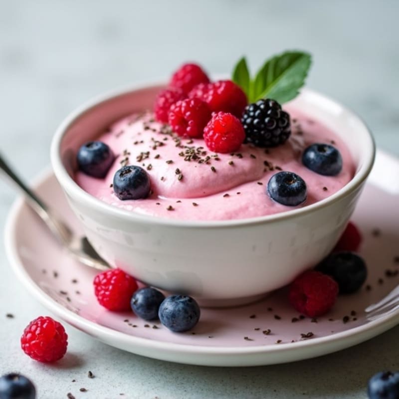 Greek Yogurt Protein Mousse with Mixed Berries