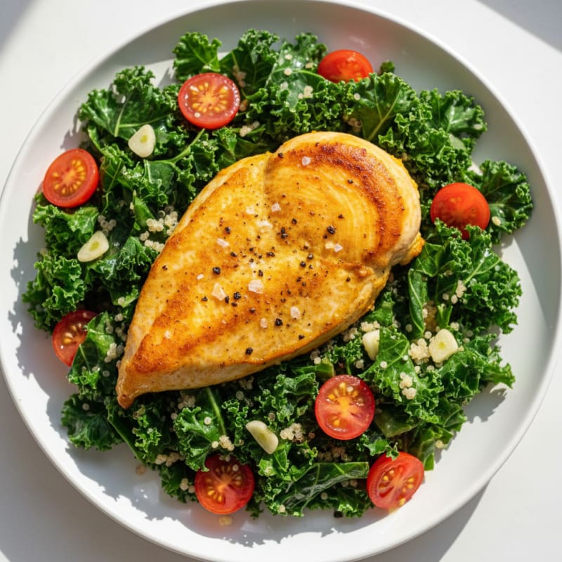 Golden Pan-Seared Chicken with Zesty Greens