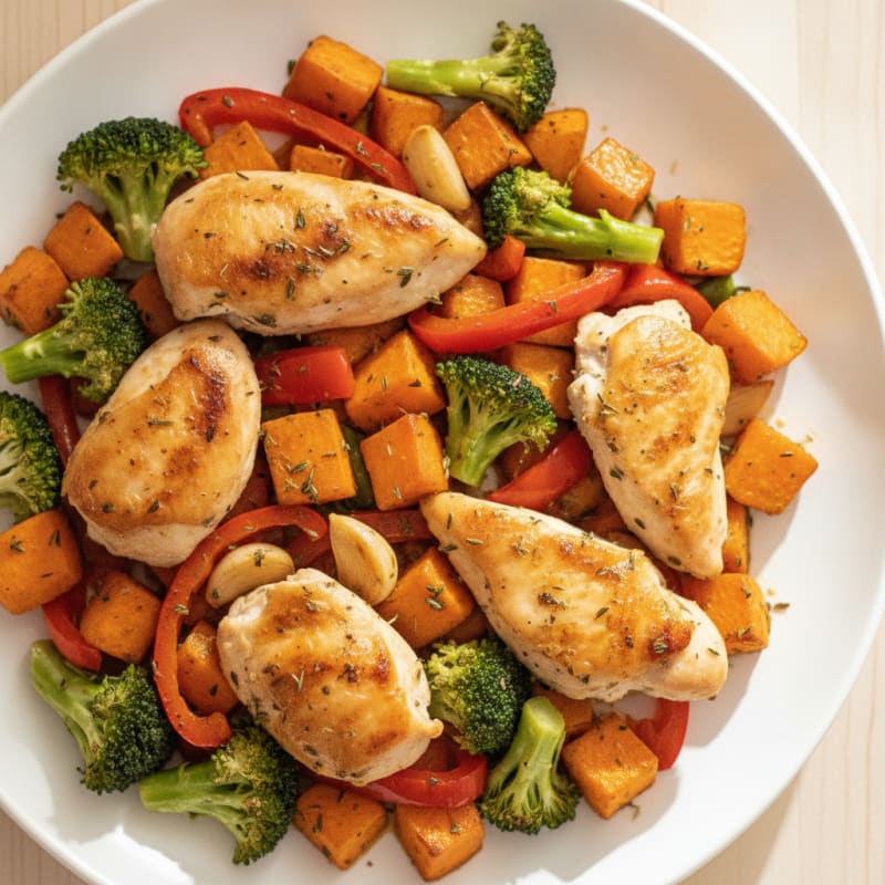 Herb-Roasted Chicken and Sweet Potato Medley