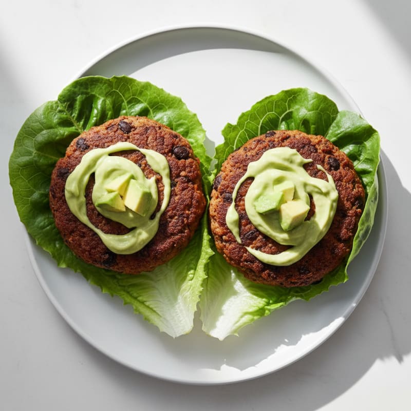 Spiced Black Bean Burgers with Avocado Crema
