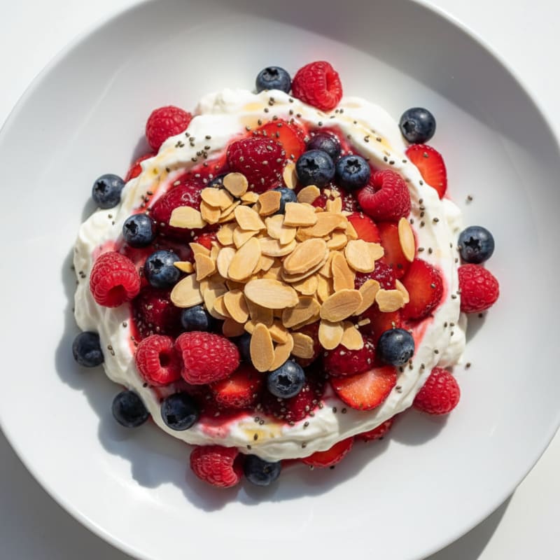Greek Yogurt Protein Parfait with Berries and Almonds