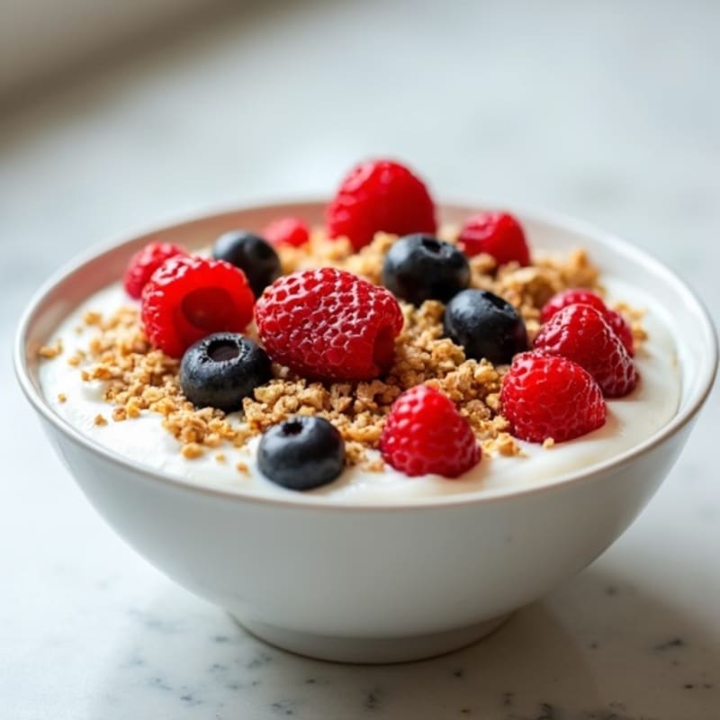 Creamy Greek Yogurt Bowl with Fresh Berries and Crunchy Granola
