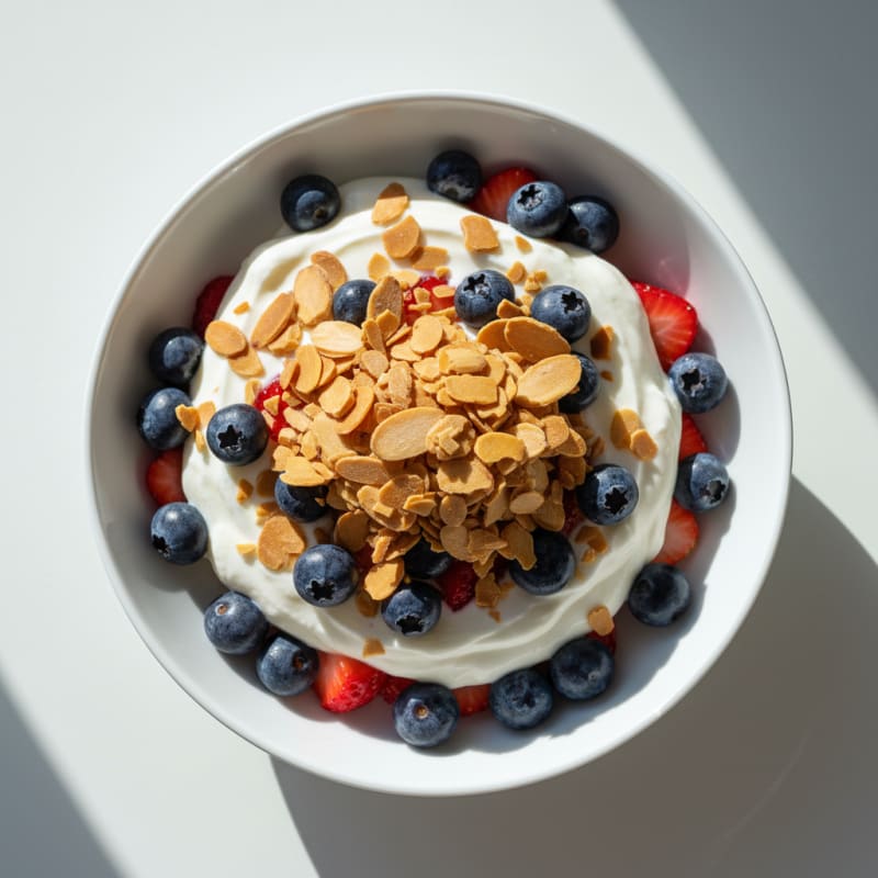 Greek Yogurt Protein Parfait with Berries and Almonds