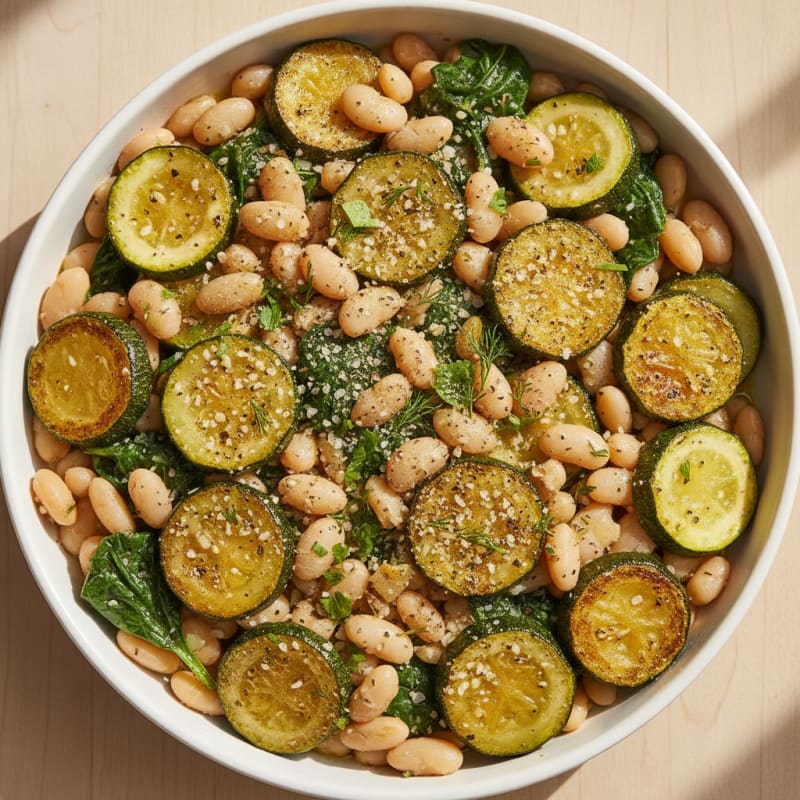 Garlic-Herb White Beans with Sautéed Zucchini