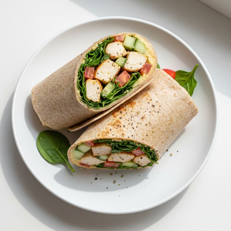 Lemon-Herb Chicken & Hummus Wraps