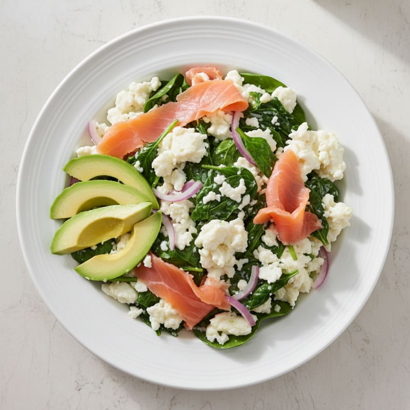 Egg White and Smoked Salmon Scramble with Spinach