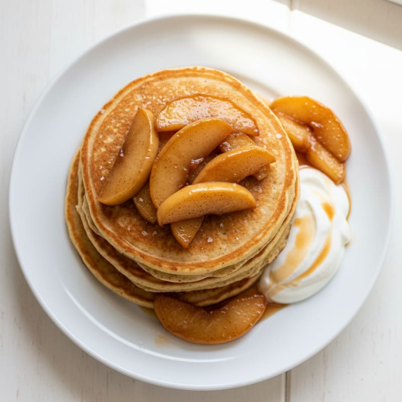 Golden Buttermilk Pancakes with Caramelized Apples
