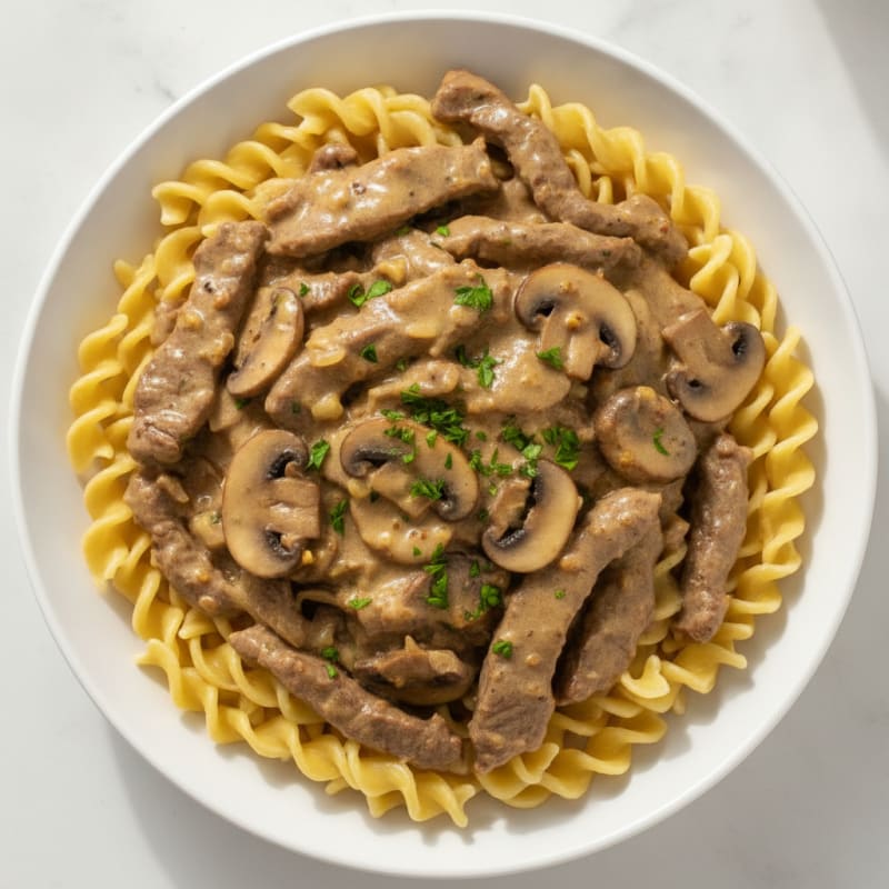 Classic Beef Stroganoff with Egg Noodles