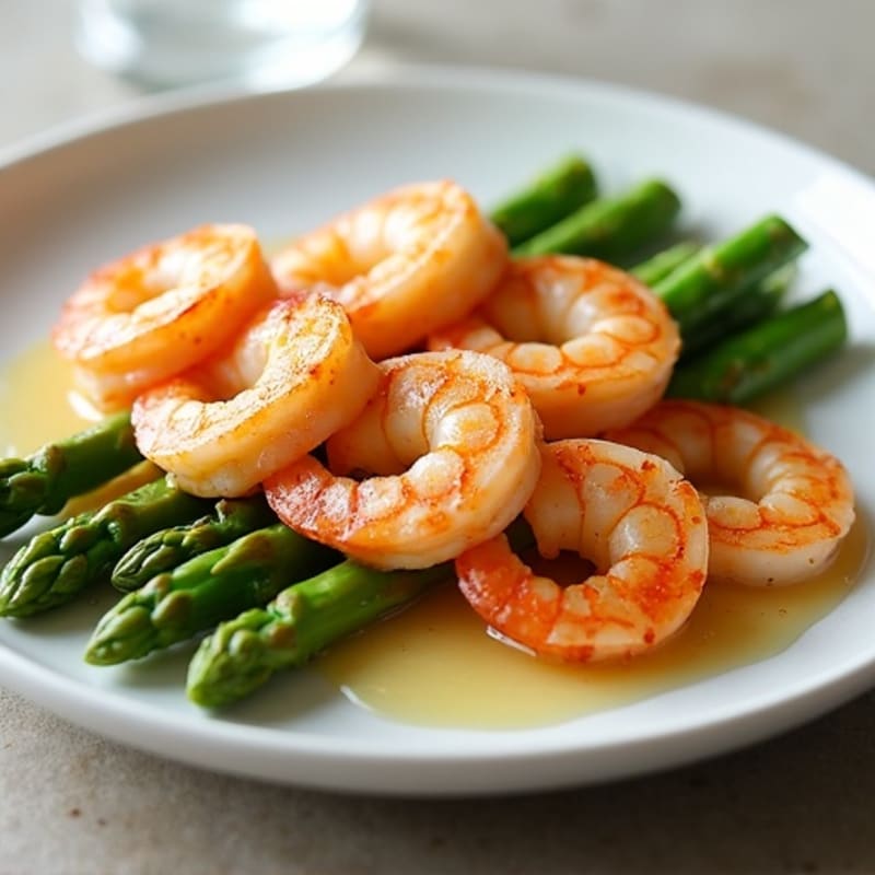 Garlic Butter Pan-Seared Shrimp with Fresh Asparagus