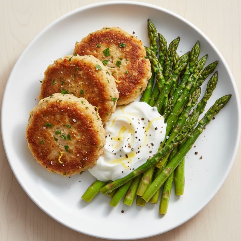 Lemon-Herb Tuna Patties with Roasted Asparagus