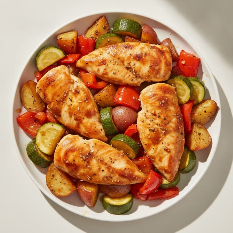 Balsamic Italian Chicken with Roasted Vegetables