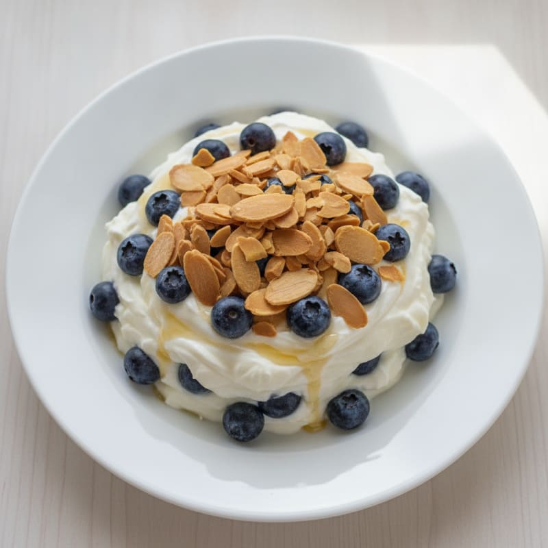 Vanilla Greek Yogurt Protein Parfait with Almonds