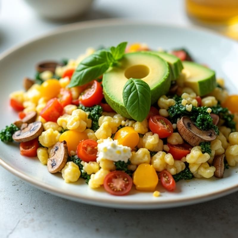 Egg White Veggie Scramble with Cottage Cheese